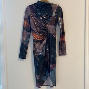 Baja east drape dress metallic aura crystal
